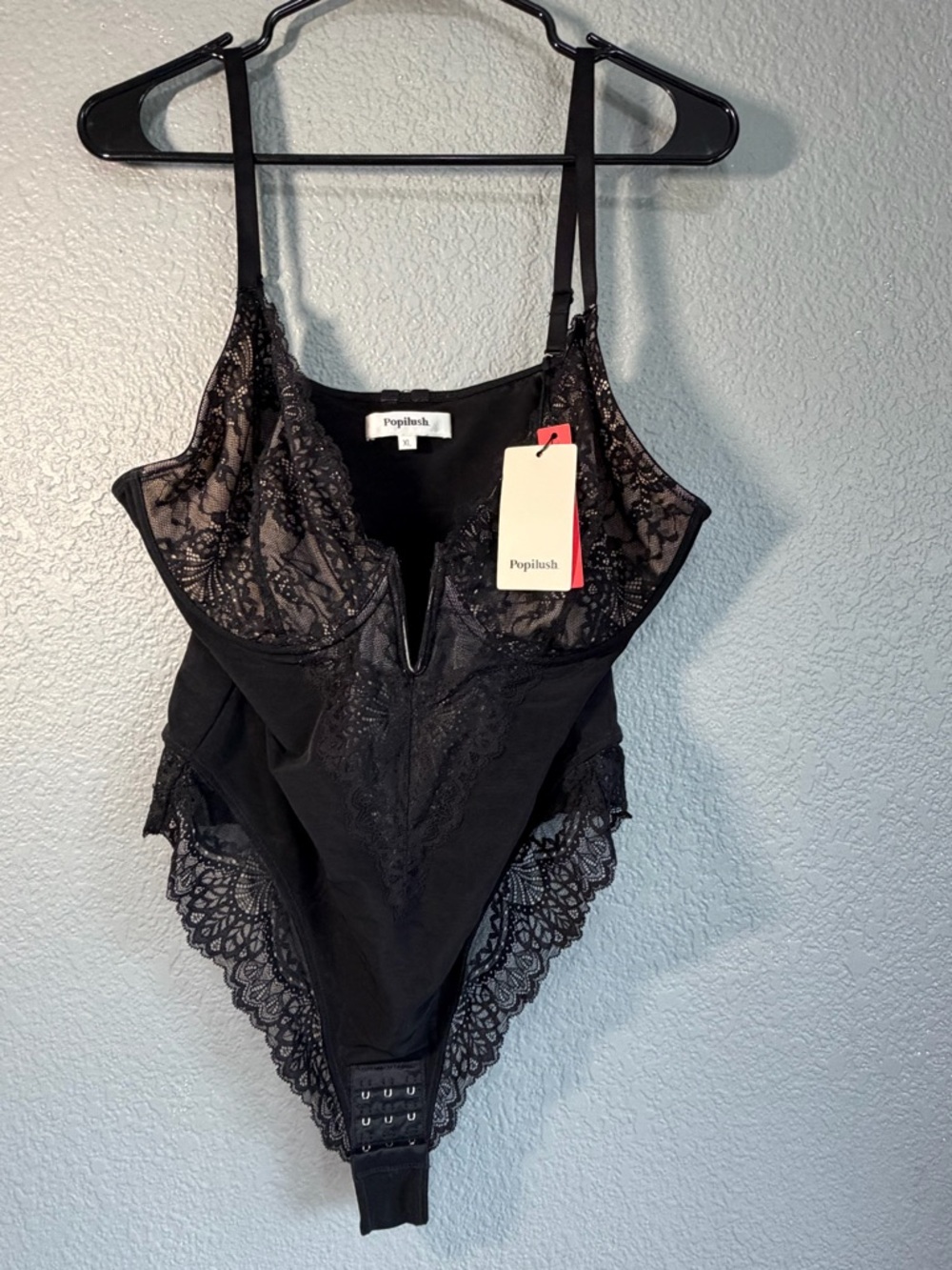 Poplush Black Lace Bodysuit Shapewear